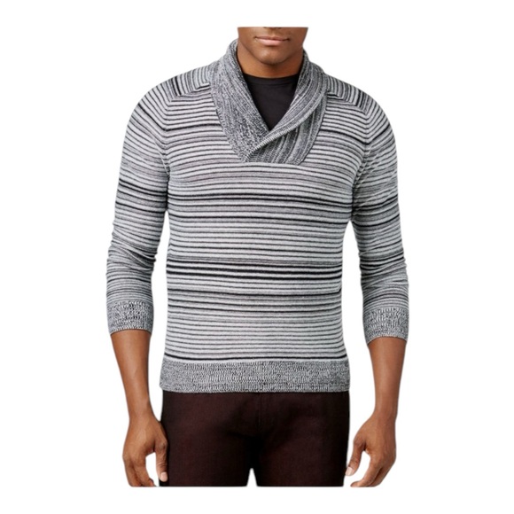 INC International Concept Men's Striped-knit Cotton Shawl Collar Sweater Size‎ L - Picture 1 of 8